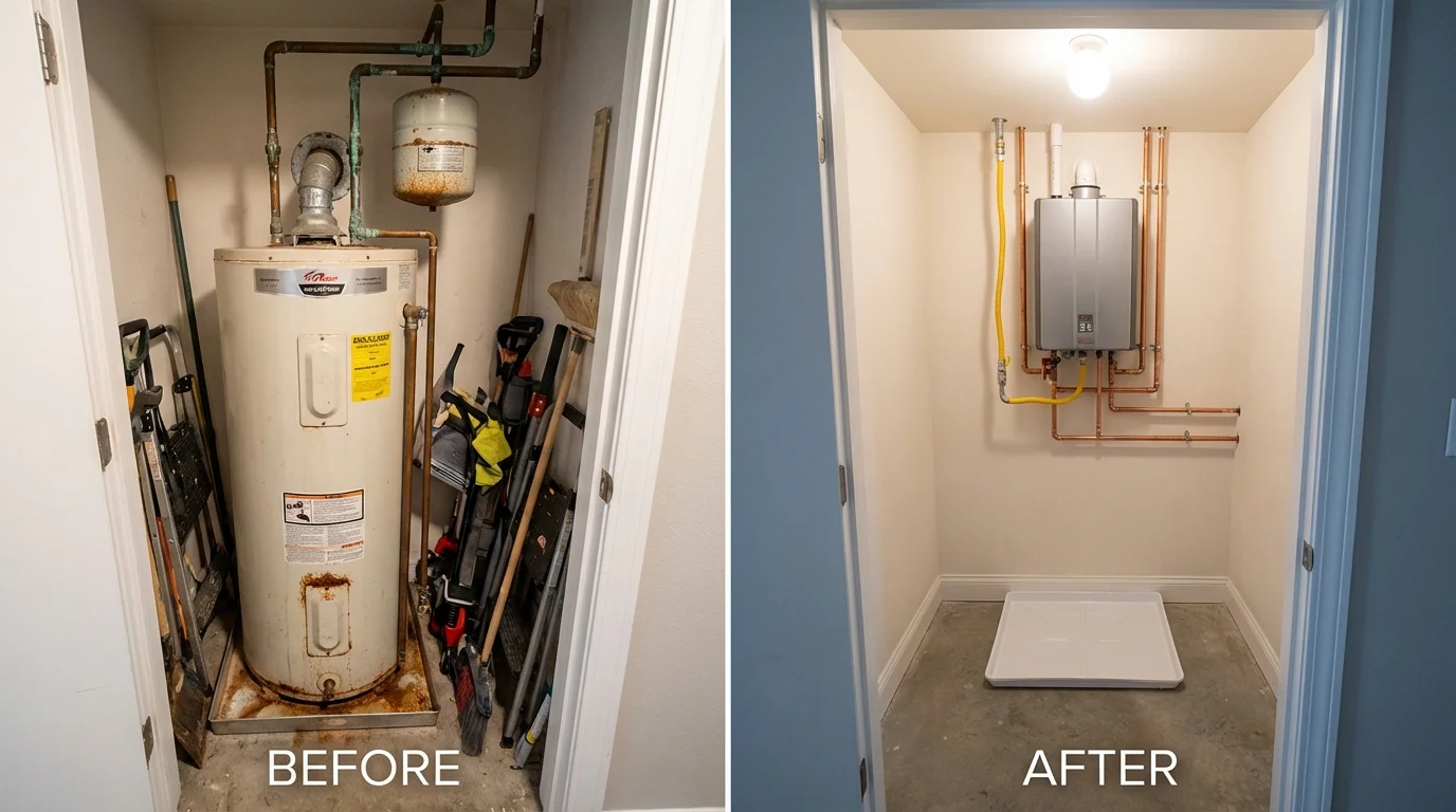 Tank water heater versus wall-mounted tankless unit comparison for Mineral Springs, AR homeowners